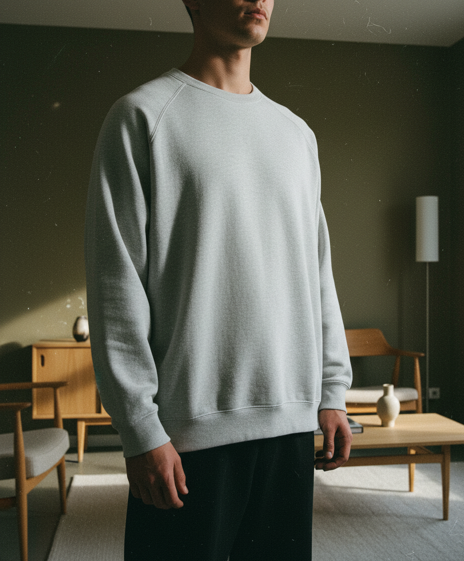 AURALEEのライトグレー、ラグランスリーブスウェット。サイズ2。