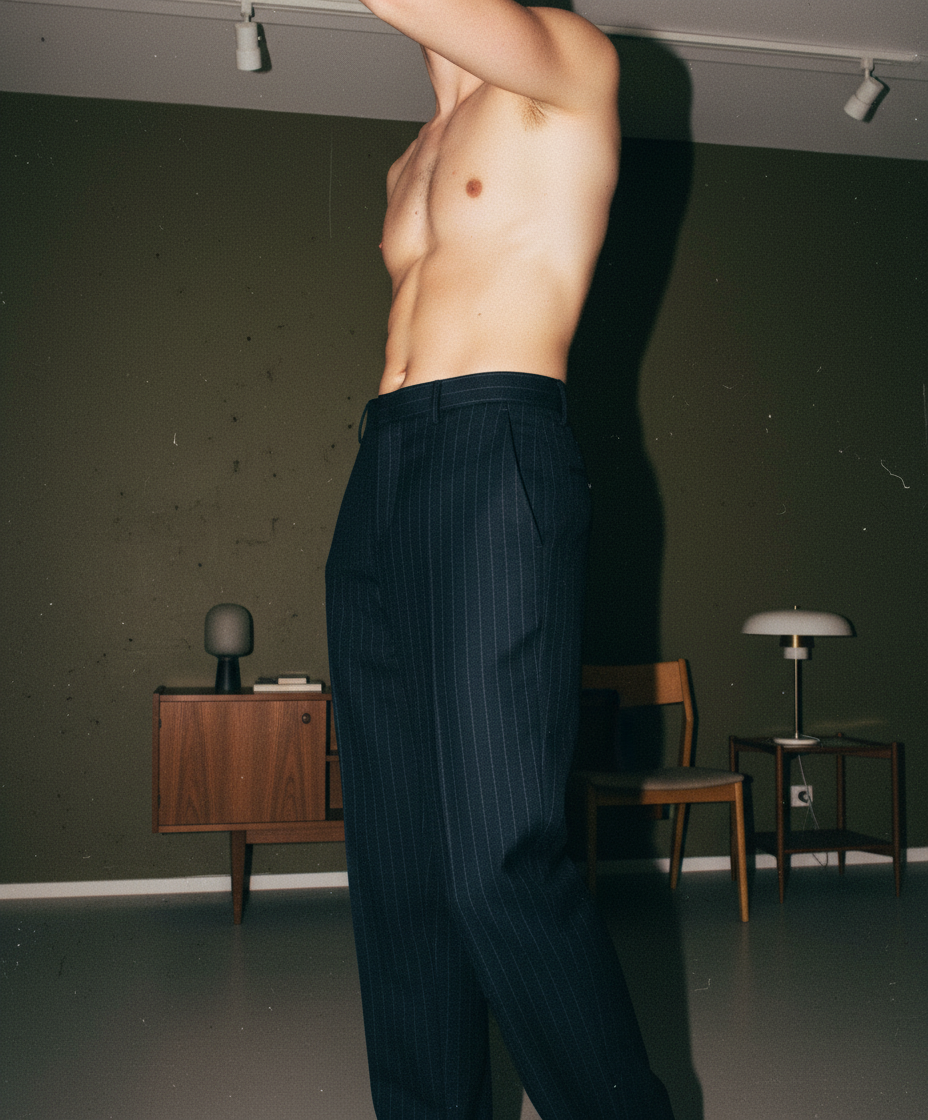 MM6 Maison Margiela Pinstripe Wide Leg Trousers 40 Navy