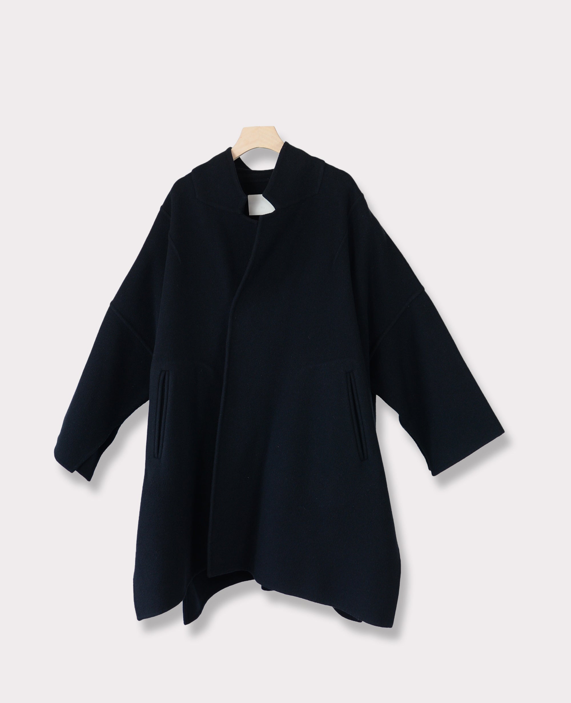 rito Wool Melton Cape Coat 38 Navy