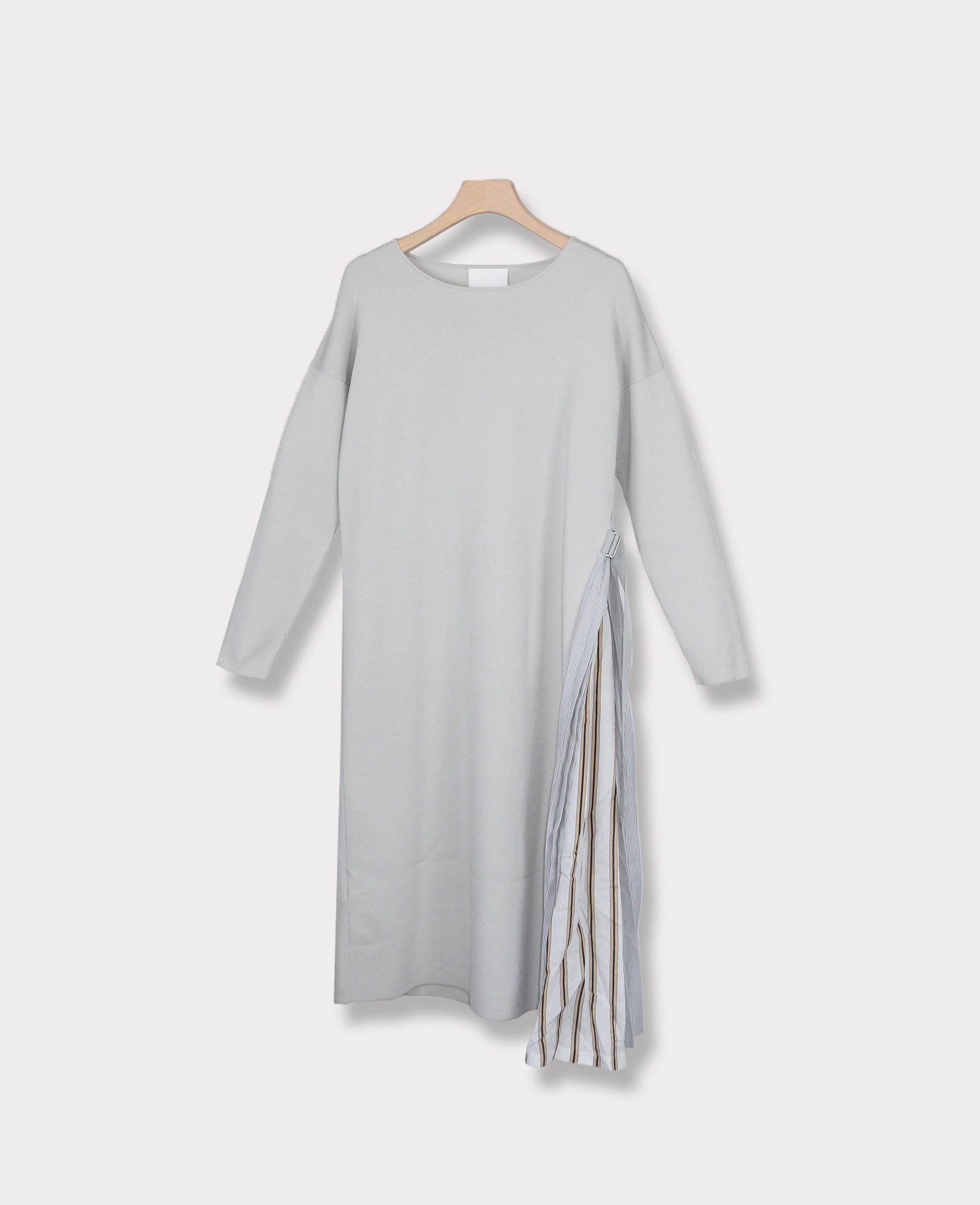 ELENDEEK Asymmetrical Pleated Knit Dress (Size F), Light Blue