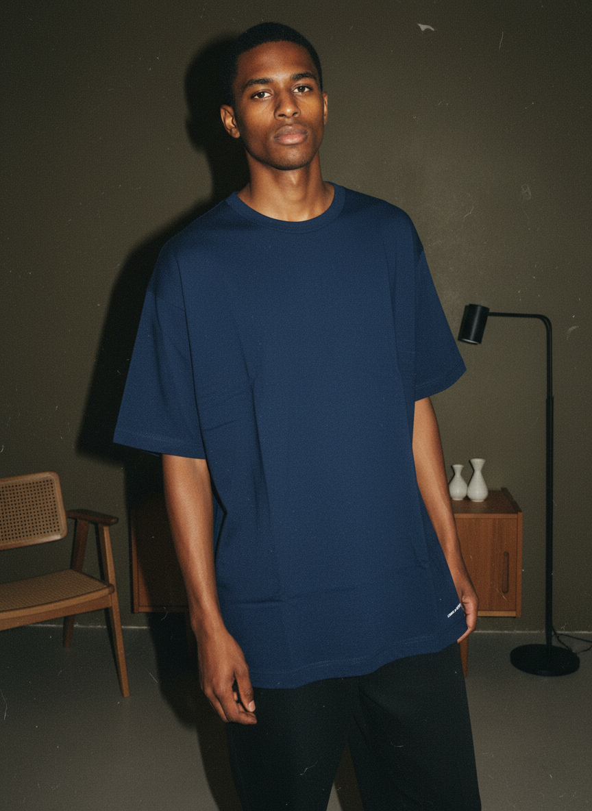 COMME des GARÇONS SHIRT ネイビー オーバーサイズ ロゴ Tシャツ XL