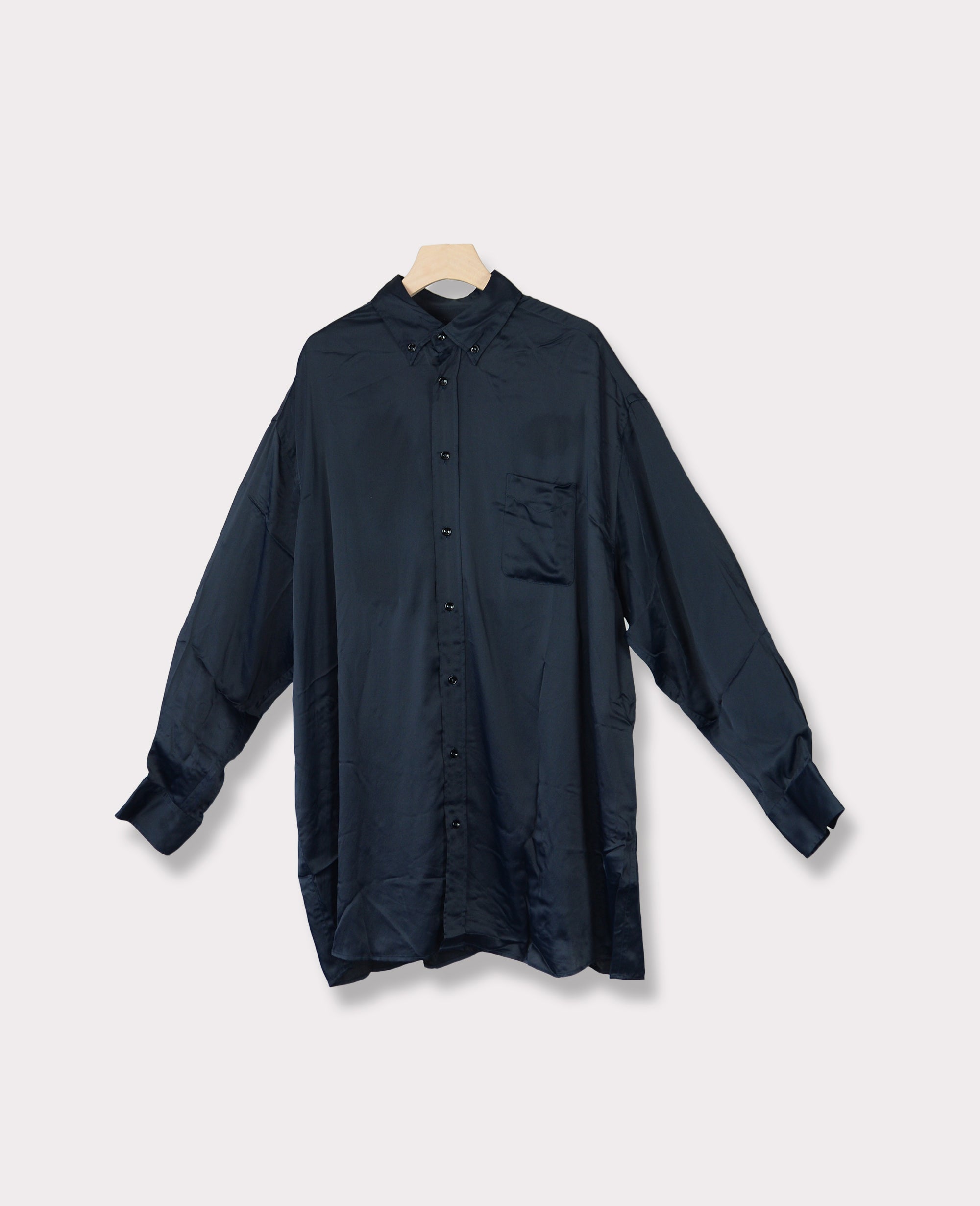 Maison Margiela Oversized Satin Shirt L Deep Navy