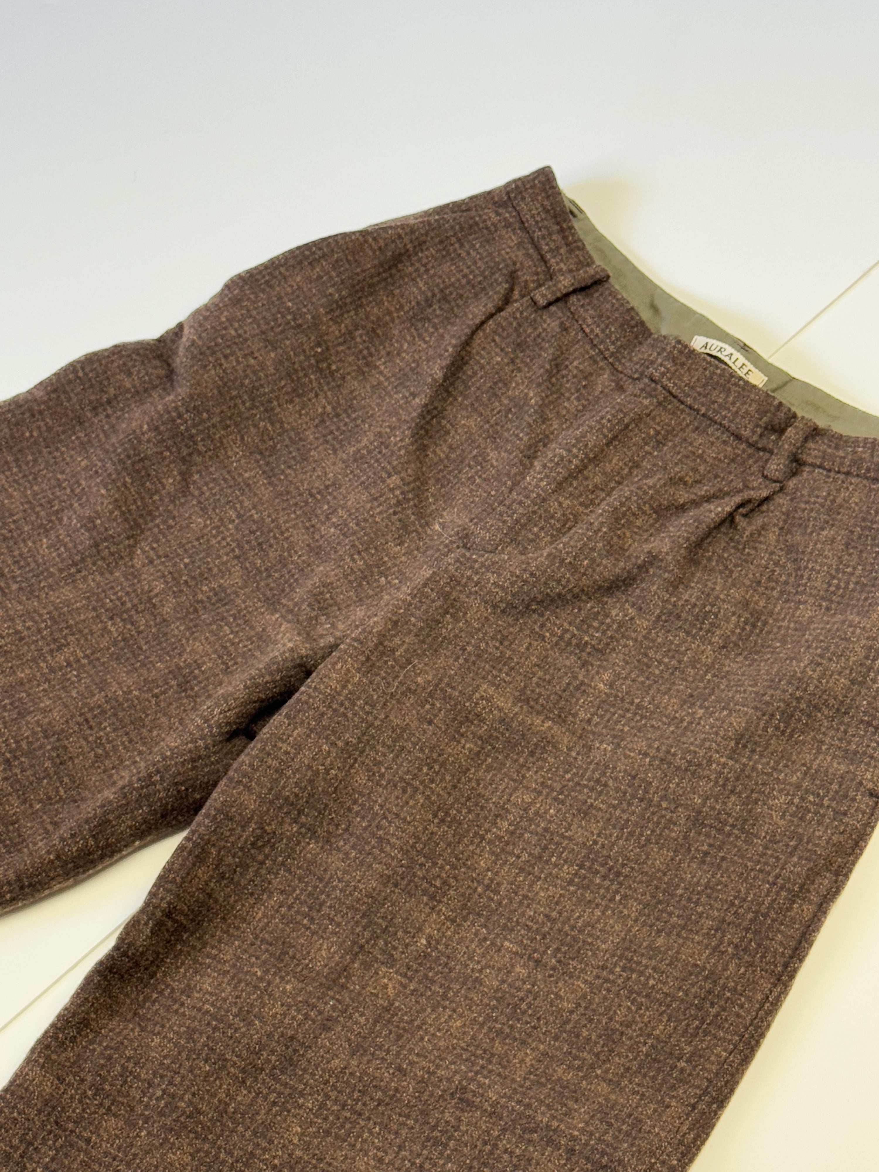 AURALEE Double Pleated Wide Leg Trousers M Dark Brown