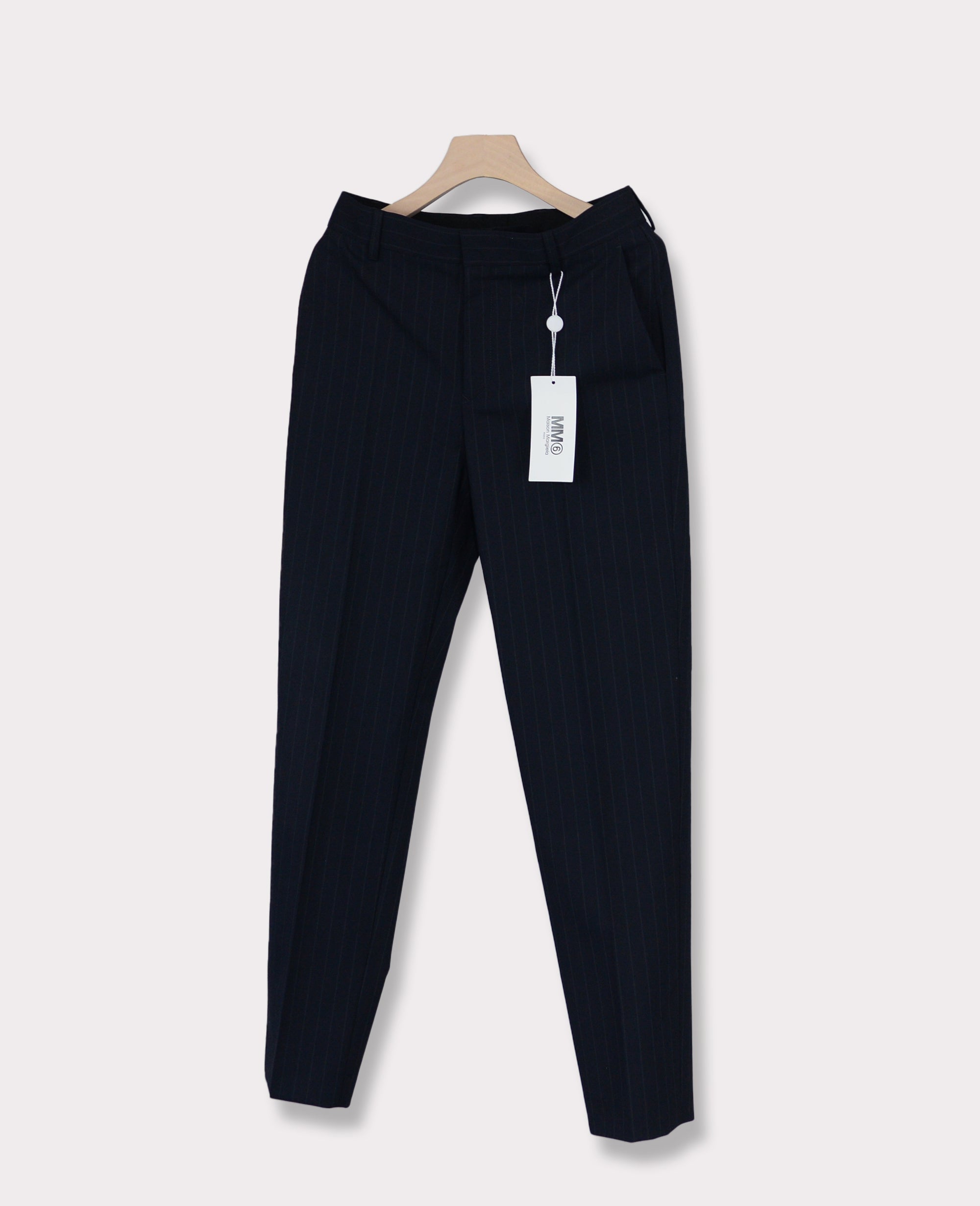 MM6 Maison Margiela Pinstripe Wide Leg Trousers 40 Navy