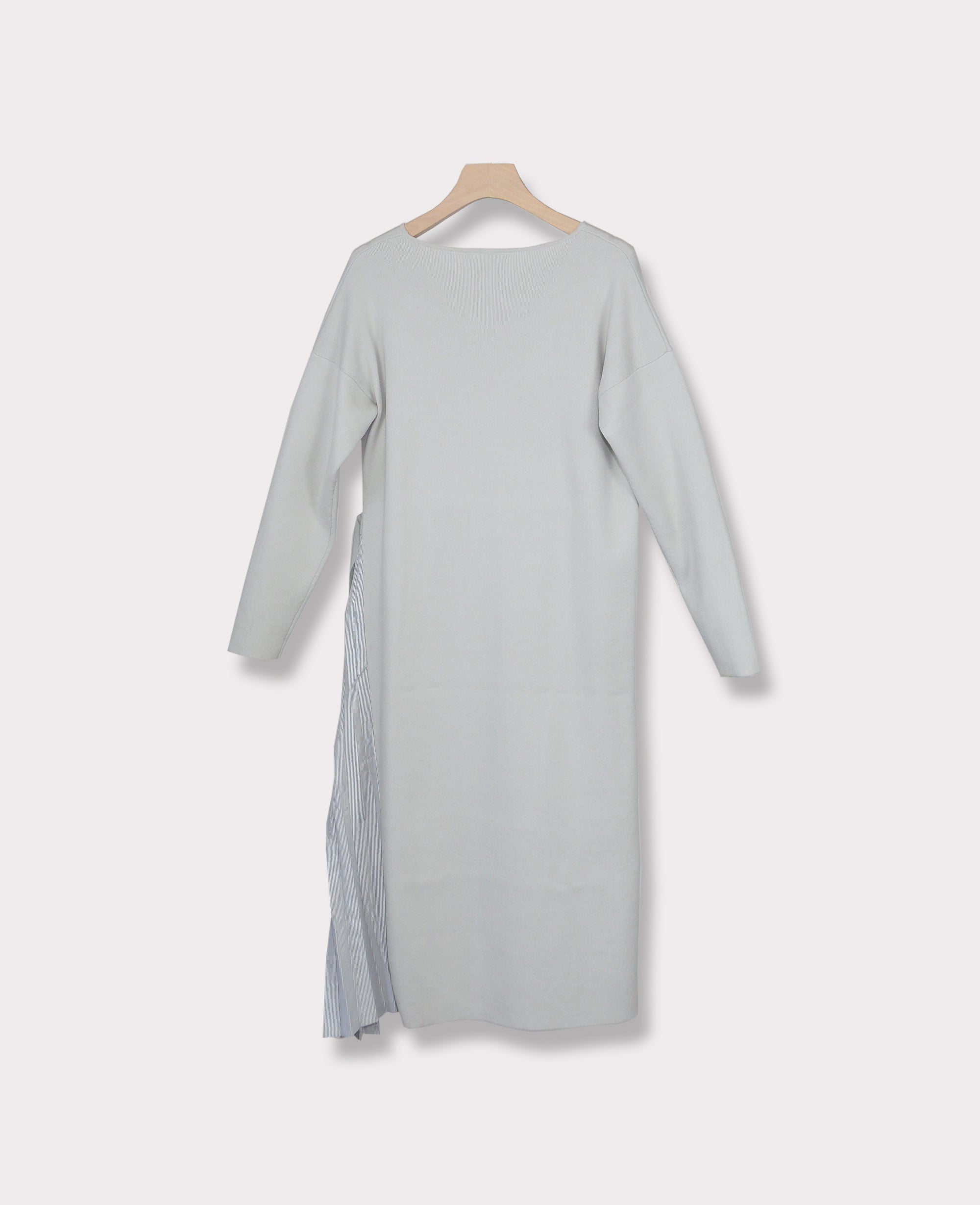ELENDEEK Asymmetrical Pleated Knit Dress (Size F), Light Blue