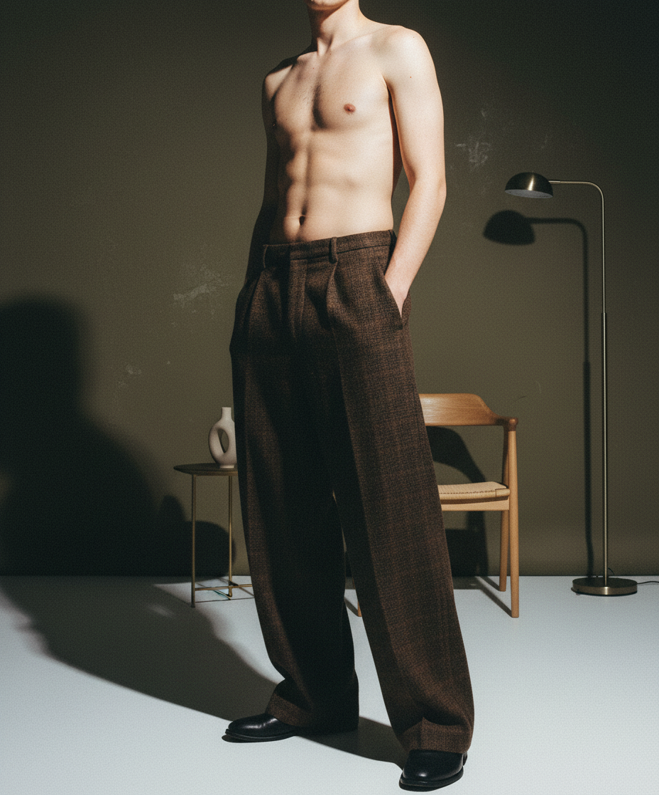 AURALEE Double Pleated Wide Leg Trousers M Dark Brown