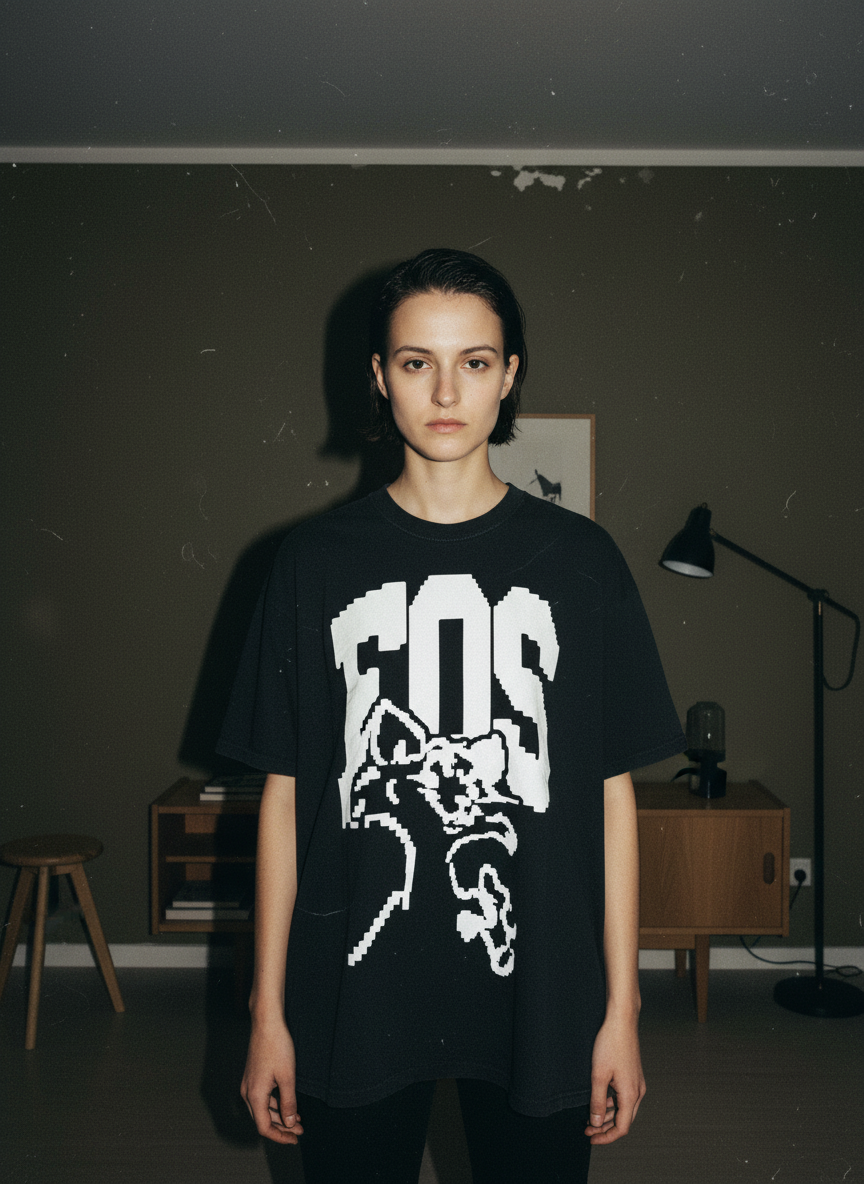 VIGIL ABLOH チャンピオンボディ ピクセルアートグラフィック Tシャツ ブラック