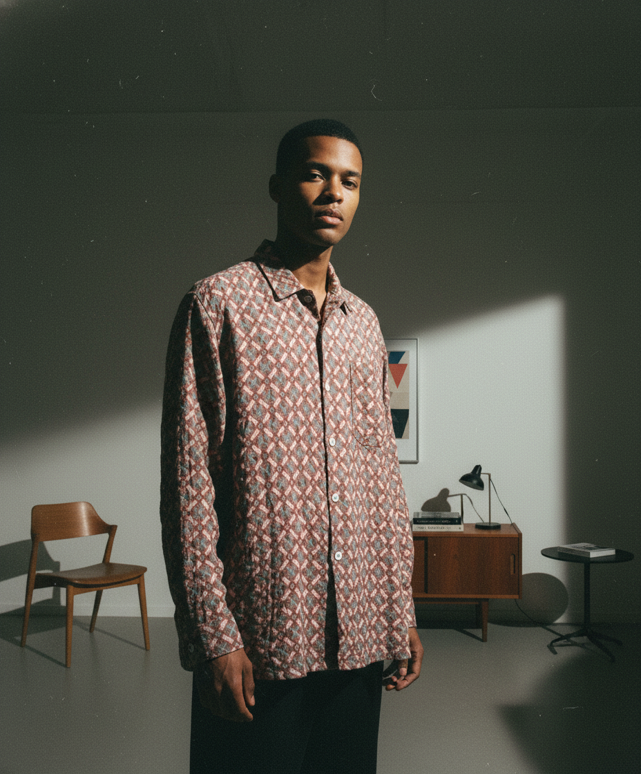 コムデギャルソン アーガイル調 幾何学柄 長袖シャツ マルチカラー