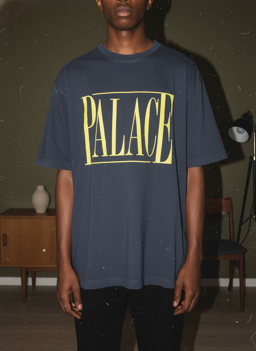 PALACE フロントロゴプリント Tシャツ チャコールグレー Lサイズ