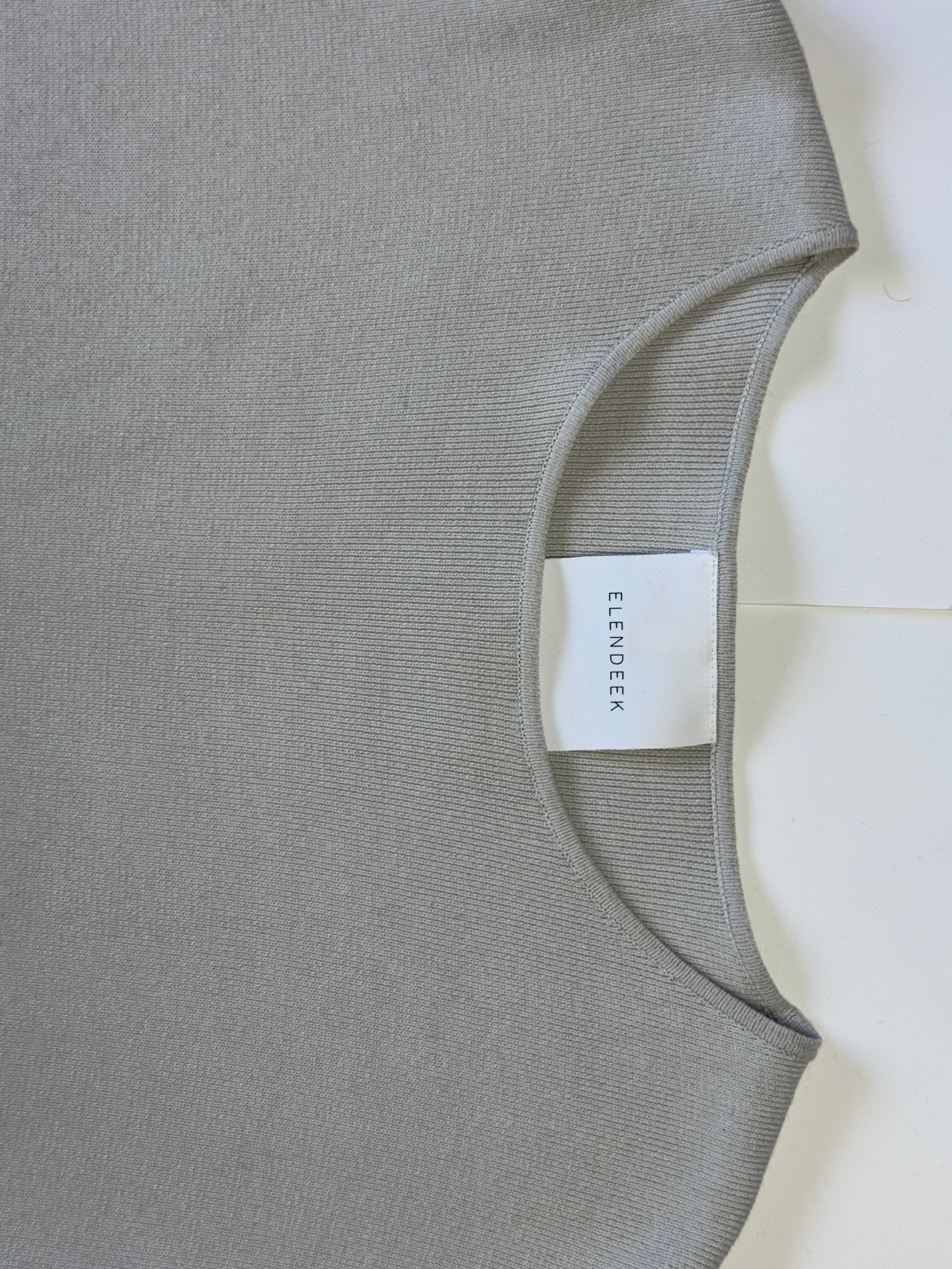 ELENDEEK Asymmetrical Pleated Knit Dress (Size F), Light Blue