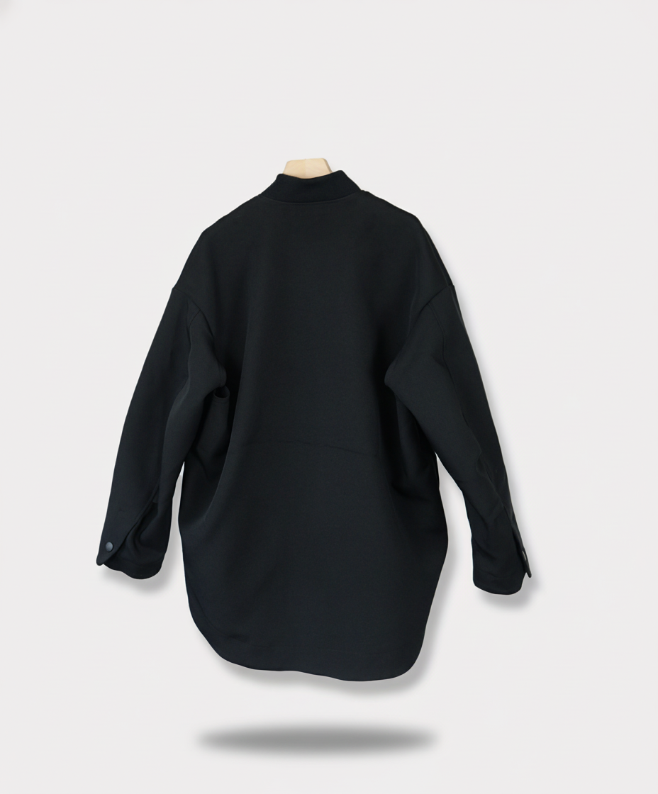 UJOH Oversized Wool Baseball Jacket F Black