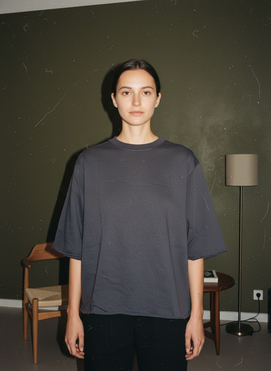 AURALEE チャコールグレー オーバーサイズ カットオフ スウェットTシャツ